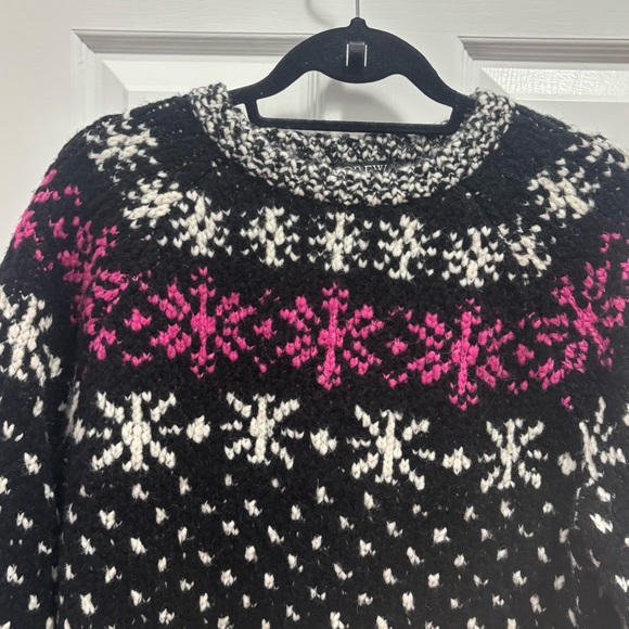 J Crew Jacquard Faie isle sweater Black,Small, Preppy. Cabincore, Wool, Holiday - Picture 2 of 16